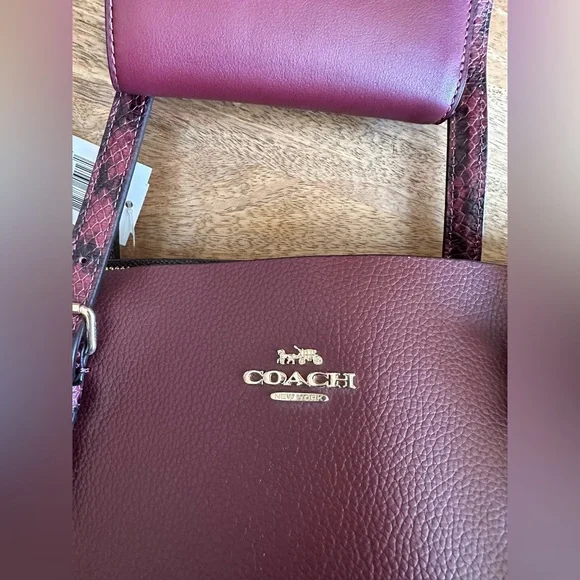 New With Tags Coach Mollie Tote Red Wine with Matching Wallet